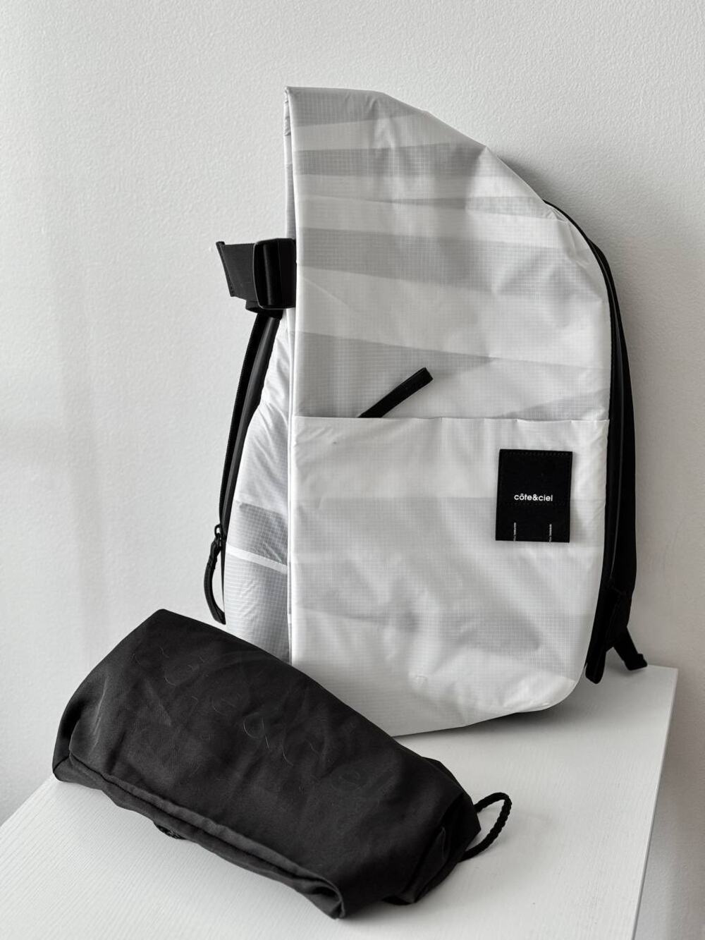 Cote and Ciel White Layered Isar Backpack Technical Ripstop